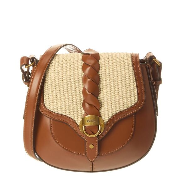 Isabel Marant Handbags - Isabel Marant Altay Small Raffia & Leather Shoulder Bag, Brown